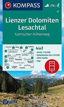 KOMPASS Wanderkarte 47 Lienzer Dolomiten, Lesachtal, Karnischer Höhenweg 1:50.000: 4in1 Wanderkarte mit Aktiv Guide und Detailkarten inklusive Karte ... in der KOMPASS-App. Fahrradfahren. Skitouren.