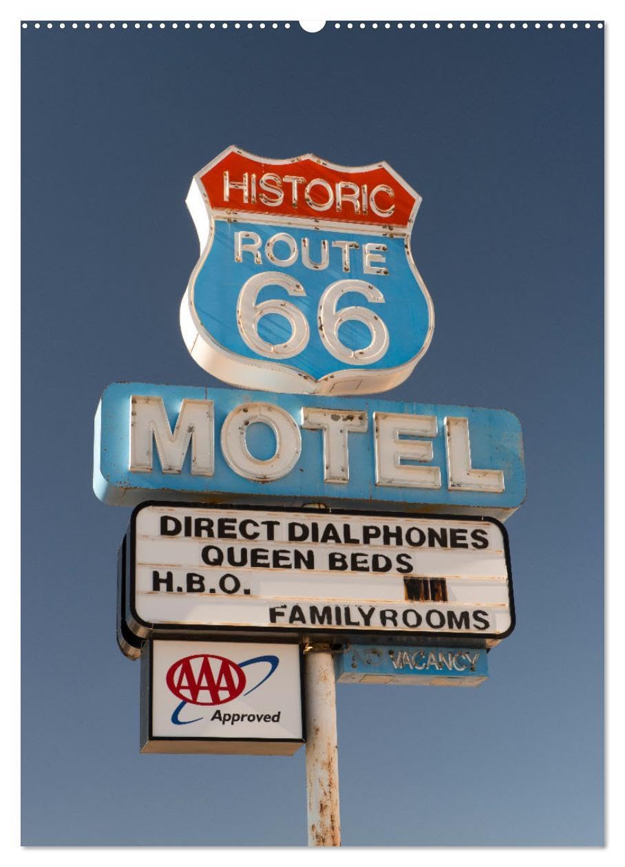 Historic Route 66 Motel (Wall Calendar 2026 DIN A2 portrait), CALVENDO 12 Month Wall Calendar: The old Motel signs are the soul of Route 66
