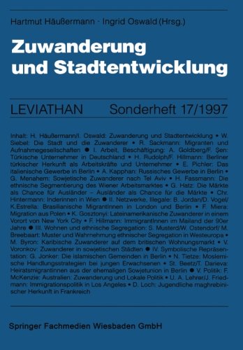 Zuwanderung und Stadtentwicklung (Leviathan Sonderheft 17/1997)