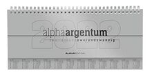 Tisch-Querkalender alpha argentum 2022 - Büro-Planer 29,7x13,5 cm - Tisch-Kalender - 1 Woche 2 Seiten - silber - Ringbindung - Alpha Edition
