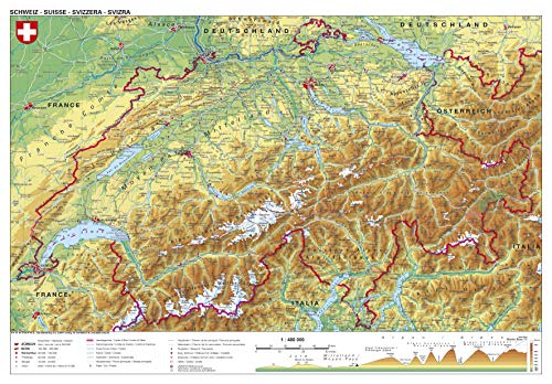 Schweiz physisch - Heinrich Stiefel Karte (im Sinne von Landkarte)