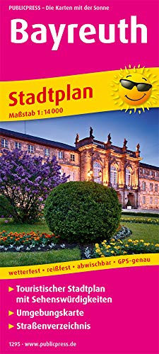 Bayreuth: Touristischer Stadtplan mit Sehenswürdigkeiten und Straßenverzeichnis. 1 : 14 000 (Stadtplan / SP)