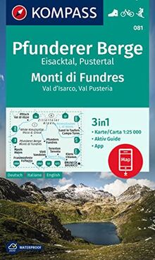 KOMPASS Wanderkarte 081 Pfunderer Berge/Monti di Fundres 1:25.000: 3in1 Wanderkarte mit Aktiv Guide inklusive Karte zur offline Verwendung in der KOMPASS-App. Fahrradfahren. Skitouren.