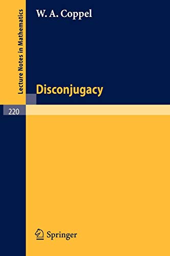 Disconjugacy (Lecture Notes in Mathematics (220), Band 220)