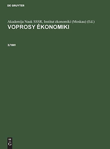 Voprosy e¿konomiki, 3/1981, Voprosy e¿konomiki 3/1981