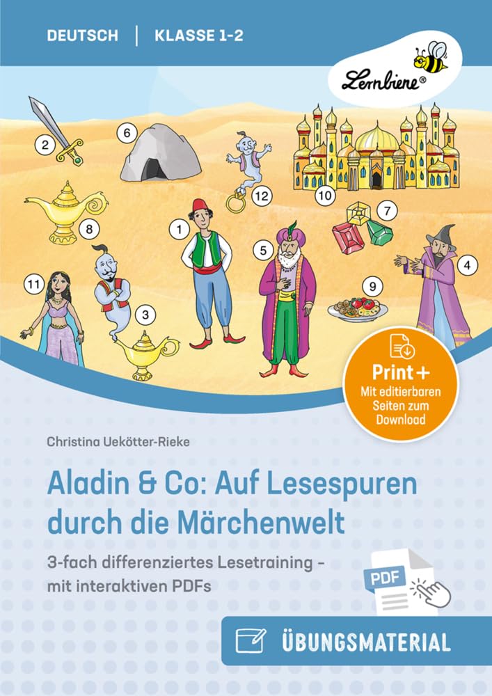 Aladin & Co: Auf Lesespuren durch die Märchenwelt: 3-fach differenziertes Lesetraining für Klasse 1 und 2 - mit interaktiven PDFs