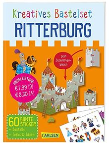 Kreatives Bastelset: Ritterburg: Set mit Bauteilen, Stickern und Anleitungsbuch