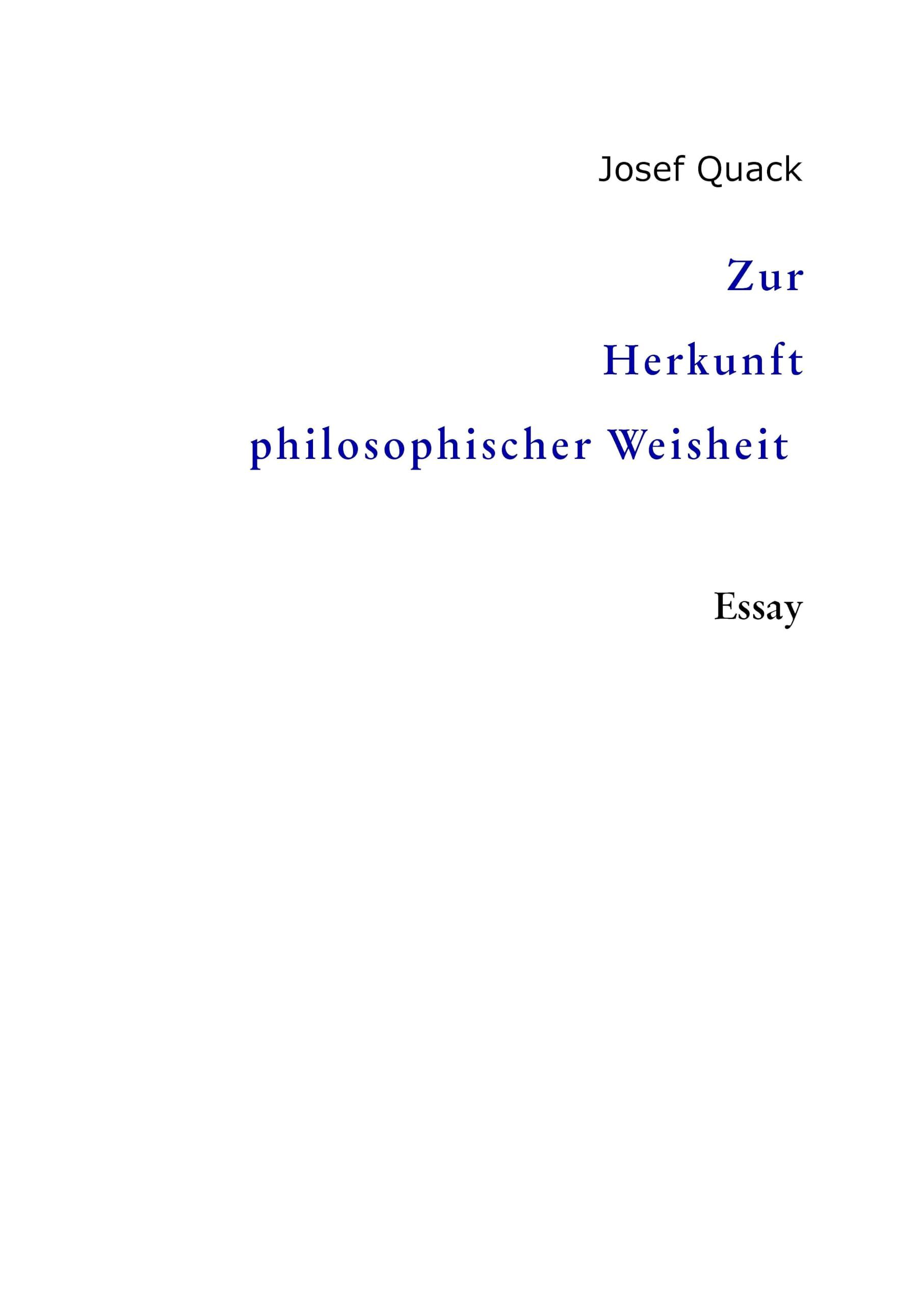 Zur Herkunft philosophischer Weisheit