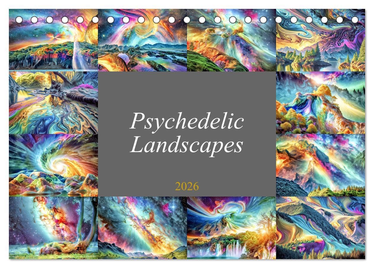 Psychedelic Landscapes (Desk Calendar 2026 DIN A5 landscape), CALVENDO 12 Month DeskCalendar: Landscape in a Color Kaleidoscope of Imagination
