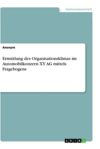 Ermittlung des Organisationsklimas im Automobilkonzern XY AG mittels Fragebogens