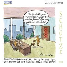 Schütze Mini 2024: Sternzeichenkalender-Cartoon - Minikalender im praktischen quadratischen Format 10 x 10 cm.