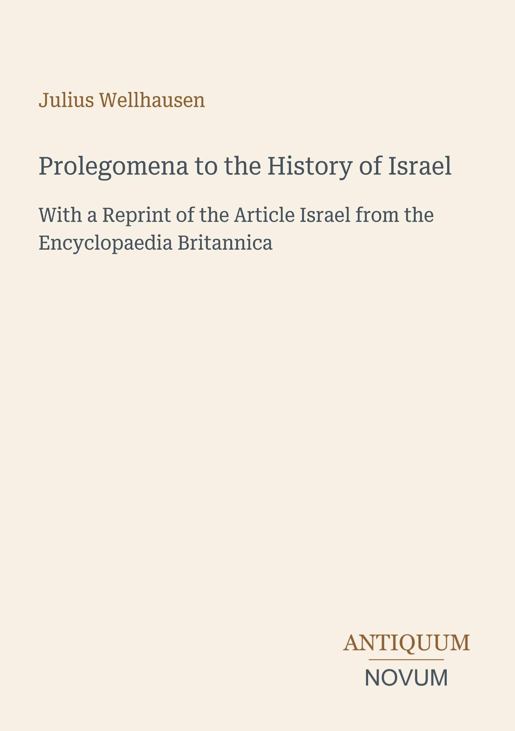 Prolegomena to the History of Israel