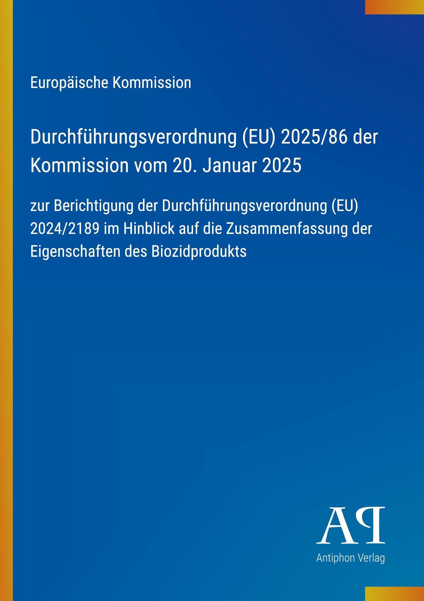 Durchführungsverordnung (EU) 2025/86 der Kommission vom 20. Januar 2025