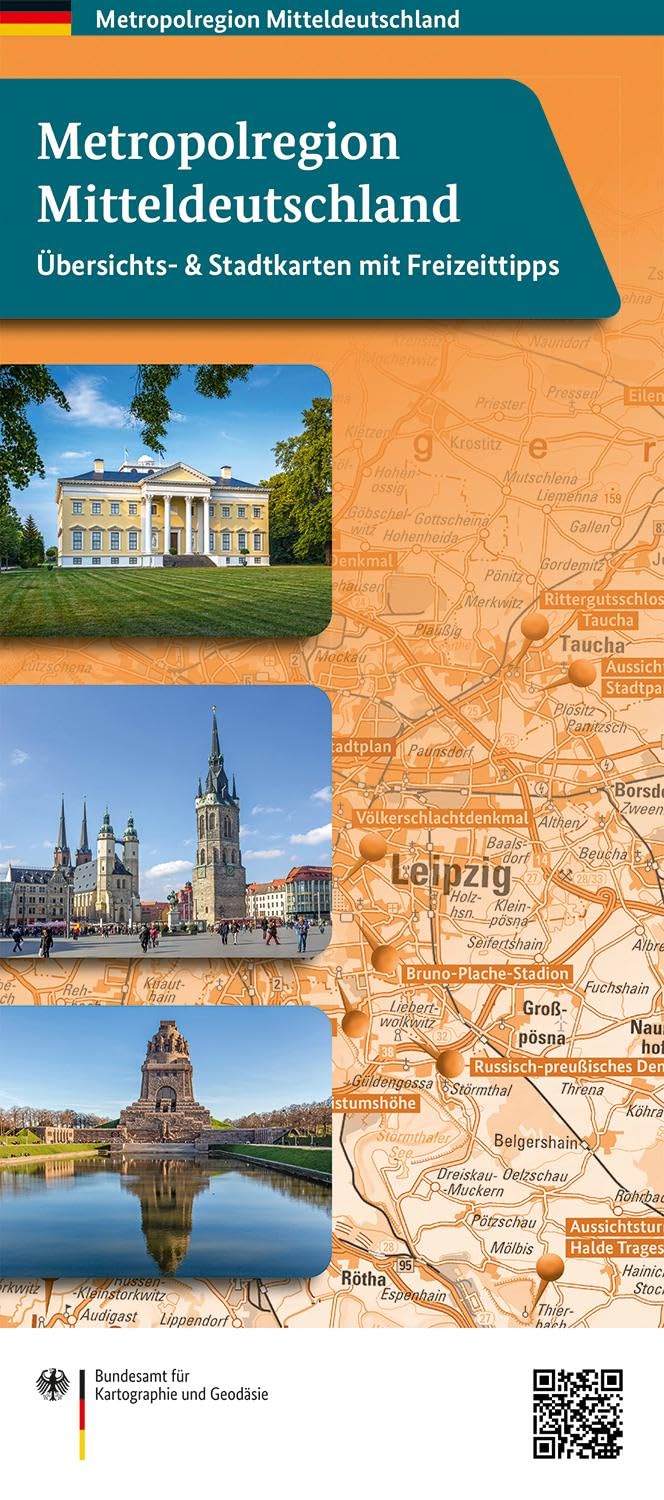 Metropolregion Mitteldeutschland: Übersichtskarte mit Stadtplänen und Freizeit-Tipps (Metropolregion-Karten)