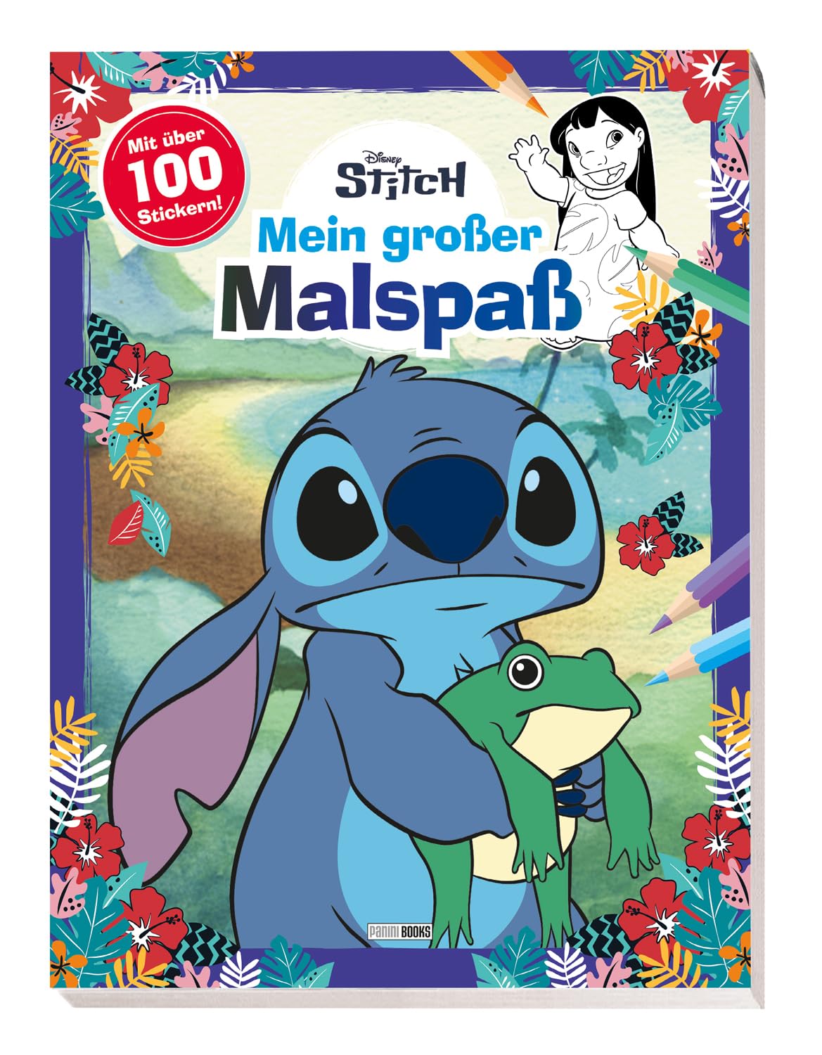 Disney Stitch: Mein großer Malspaß: Malblock (vierfarbig) mit über 100 Stickern!