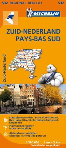 NEDERLAND ZUID / PAYS-BAS SUD 11532 CARTE ' REGIONAL ' MICHELIN KAART (KAARTEN/CARTES MICHELIN)