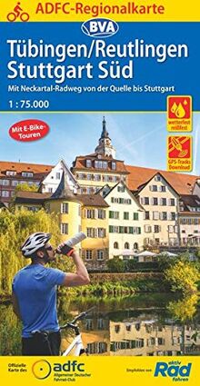 ADFC-Regionalkarte Tübingen/Reutlingen Stuttgart Süd, 1:75.000, reiß- und wetterfest, GPS-Tracks Download: Mit Neckartal-Radweg von der Quelle bis Stuttgart (ADFC-Regionalkarte 1:75000)