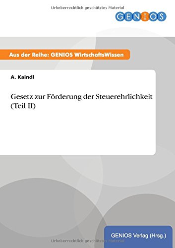 Gesetz zur Förderung der Steuerehrlichkeit (Teil II)