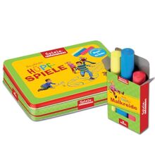 moses. 3156 Die schönsten Hüpfspiele im Set | Spiele-Klassiker in der Metalldose | Mit Buch und Kreide