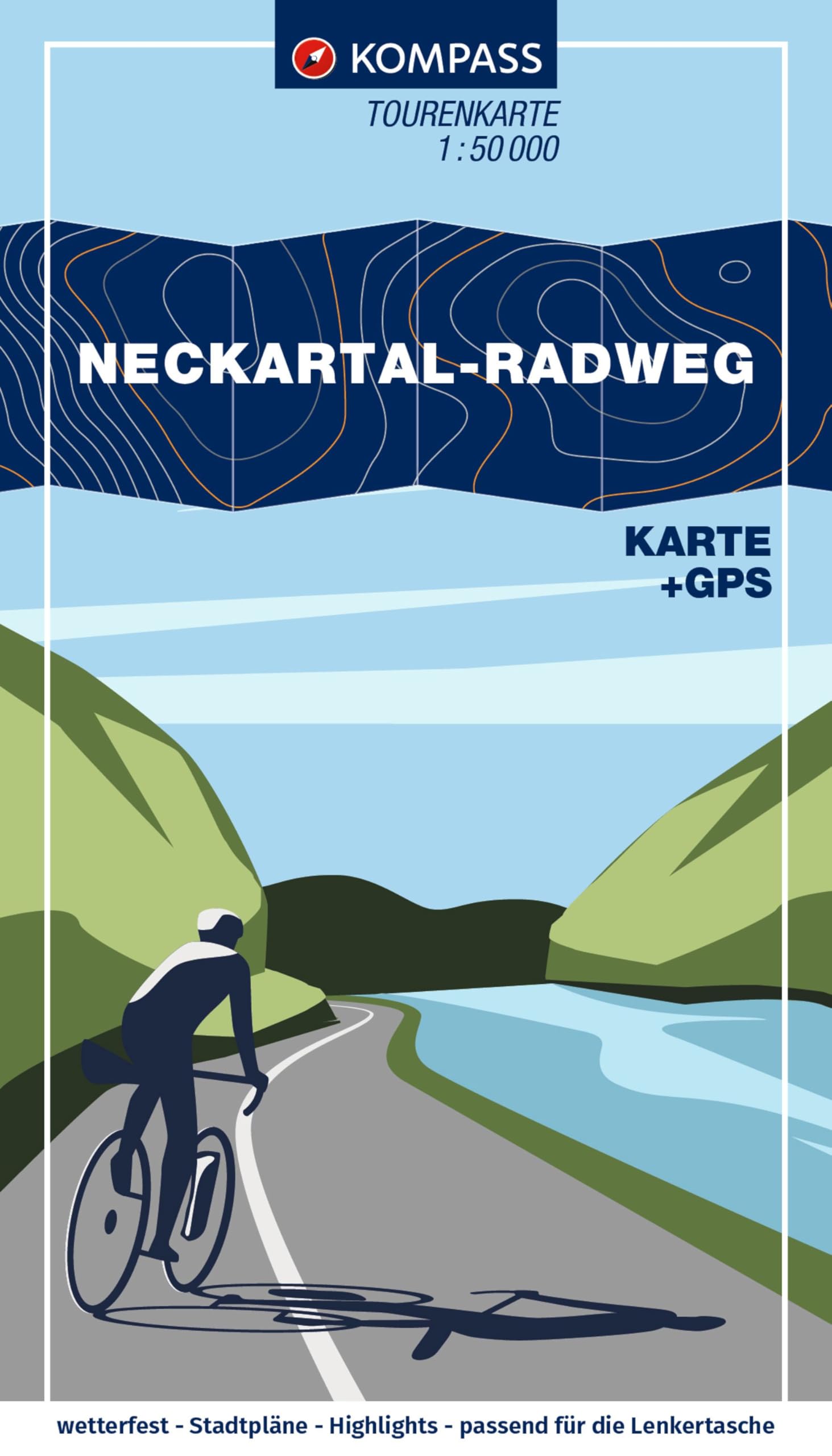 KOMPASS Fahrrad-Tourenkarte Neckartal-Radweg 1:50.000: Leporello Karte, reiß- und wetterfest