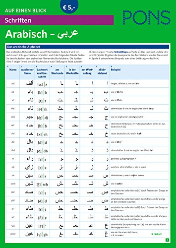PONS Schriften auf einen Blick Arabisch - zum Erlernen und Nachschlagen der arabischen Schriftzeichen. (PONS Auf einen Blick)