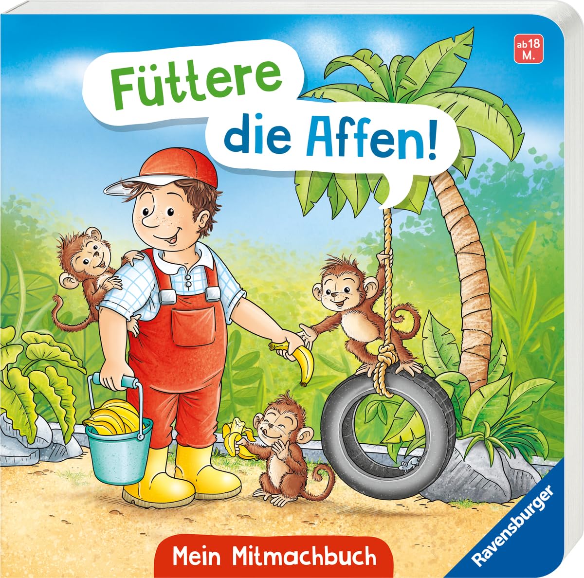 Füttere die Affen! Mein Zoo-Mitmachbuch: Spielbuch, Vorlesebuch für Kinder ab 18 Monaten