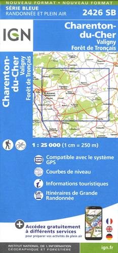 IGN Karte, Serie Bleue Charenton-du-Cher. Valigny. Forêt de Tronçais