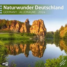 Naturwunder Deutschland 2024, Wandkalender / Broschürenkalender im Hochformat (aufgeklappt 30x60 cm) - Kalender mit Monatskalendarium zum Eintragen