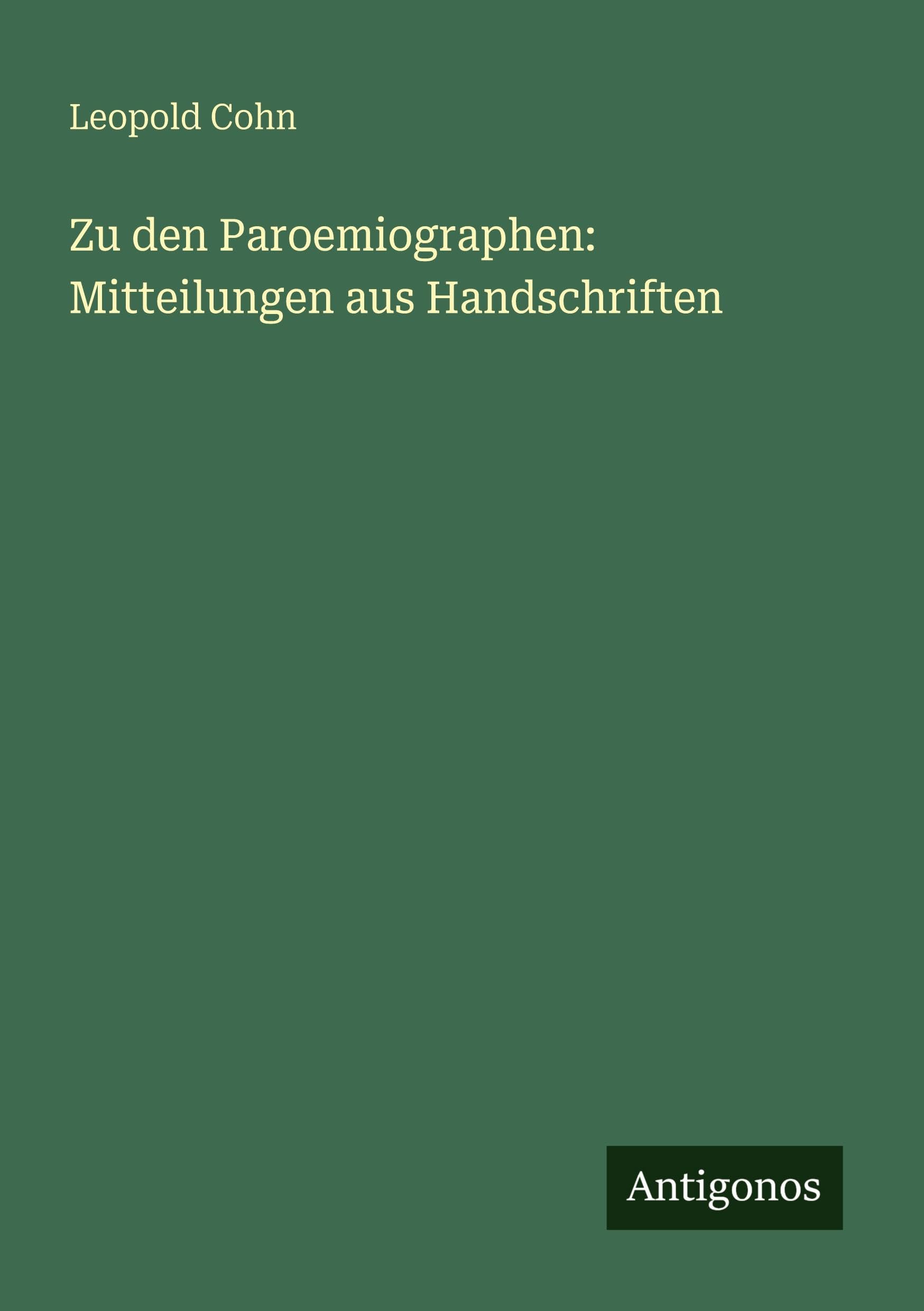 Zu den Paroemiographen: Mitteilungen aus Handschriften