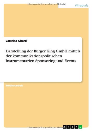 Darstellung der Burger King GmbH mittels der kommunikationspolitischen Instrumentarien Sponsoring und Events
