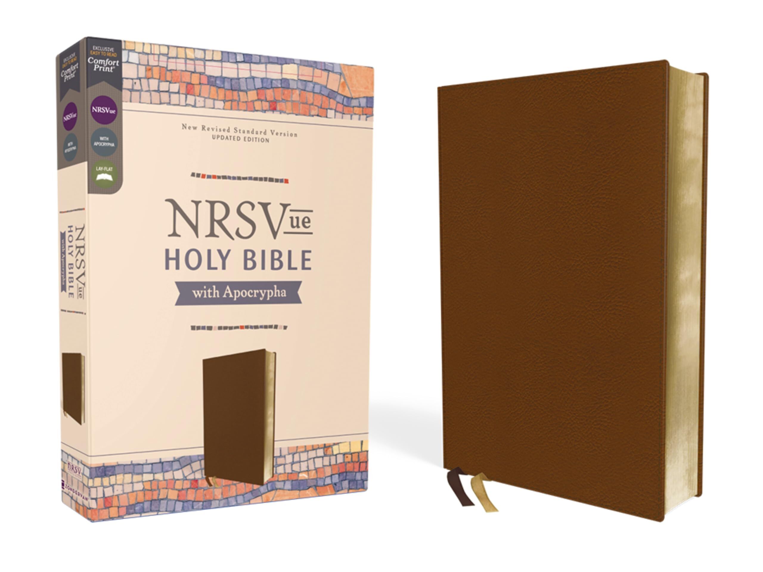 Zondervan NRSVue, Holy Bible With Apocrypha, Leathersoft, Brown, Comfort Print, New Revised Standard Version Updated Edition, Brown, Leathersoft, Comfort