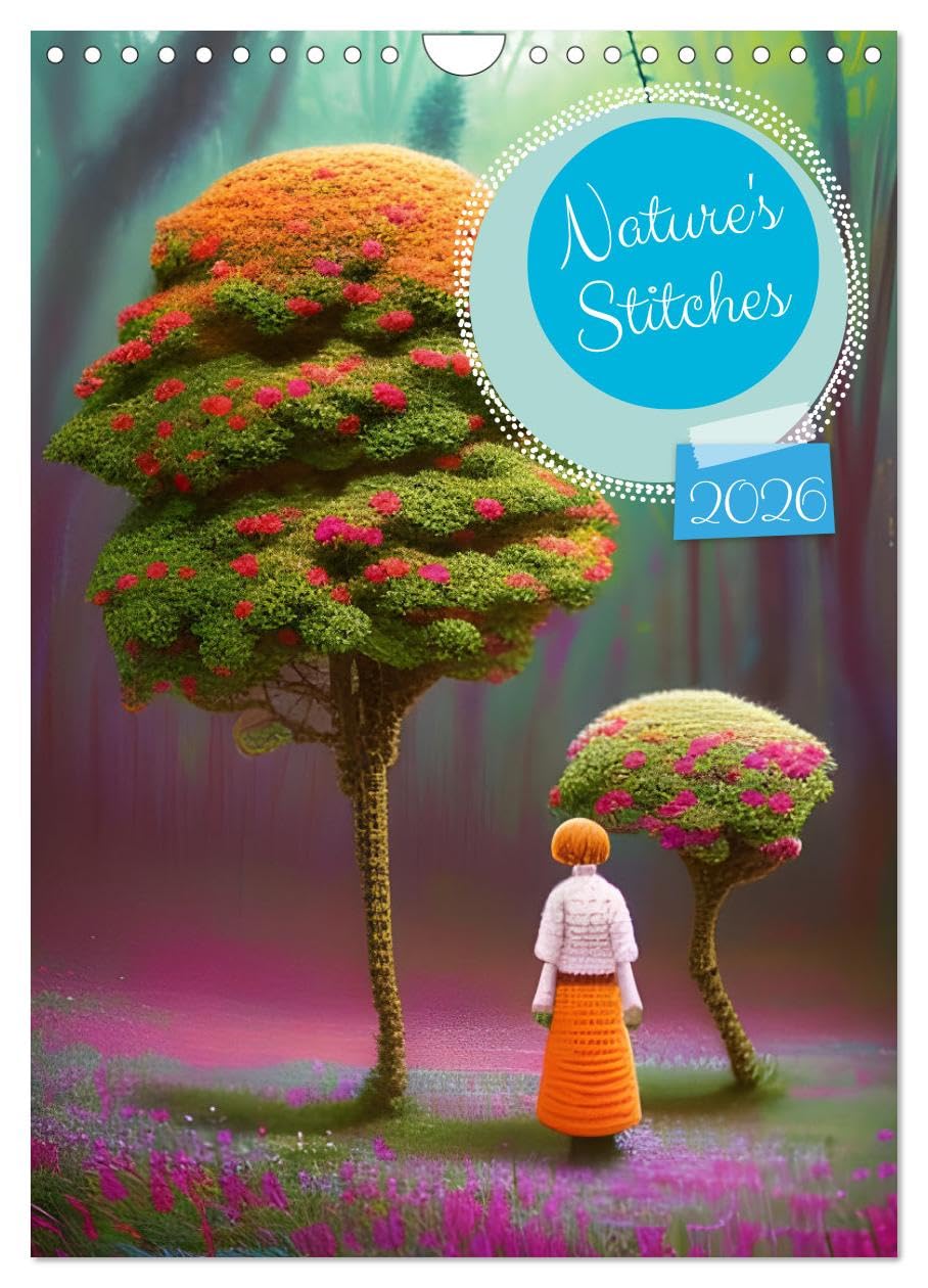Nature's Stitches (Wall Calendar 2026 DIN A4 portrait), CALVENDO 12 Month Wall Calendar: Botanical Crochet Digital AI Art