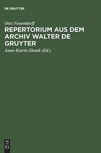 Repertorium aus dem Archiv Walter de Gruyter