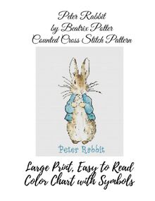 Peter Rabbit by Beatrix Potter Counted Cross Stitch Pattern: Large ...