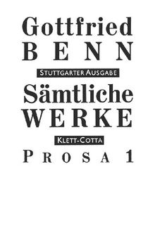 Sämtliche Werke - Stuttgarter Ausgabe: Sämtliche Werke Bd. 3: Prosa 1