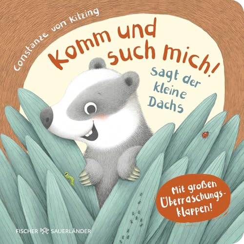 Komm und such mich! sagt der kleine Dachs: Mit großen Überraschungsklappen | Pappbilderbuch mit Klappen für Kleinkinder ab 2 Jahren