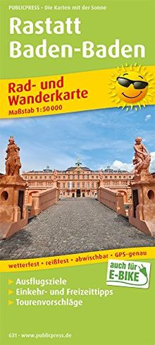 Rastatt, Baden-Baden: Rad- und Wanderkarte mit Ausflugszielen, Einkehr- & Freizeittipps, wetterfest, reißfest, abwischbar, GPS-genau. 1:50000