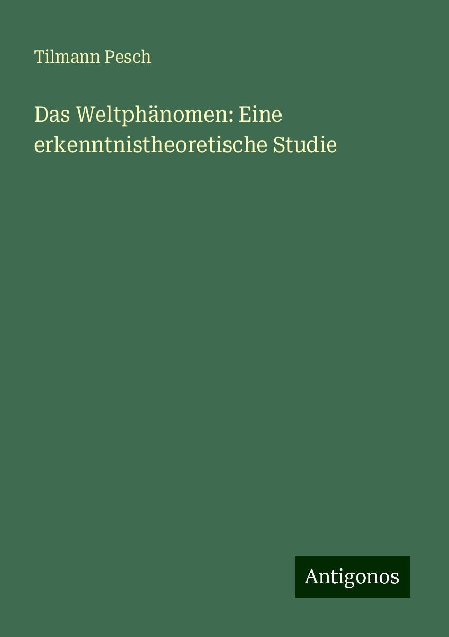 Das Weltphänomen: Eine erkenntnistheoretische Studie