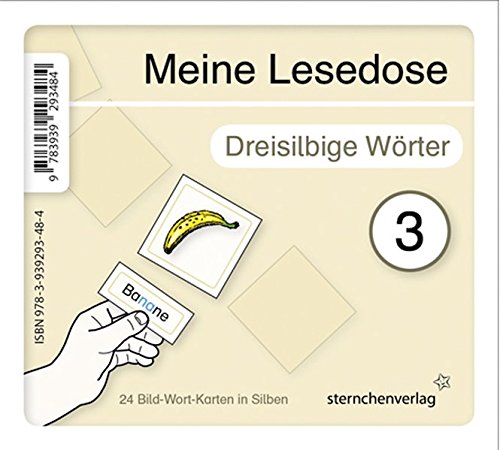 Meine Lesedose 3 - Dreisilbige Wörter: 24 Bild-Wort-Karten in Silben.