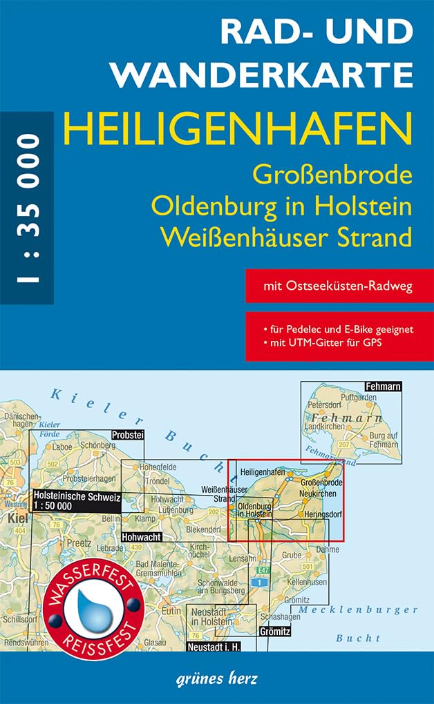 Rad- und Wanderkarte Heiligenhafen: mit Großenbrode, Oldenburg i. H., Weißenhäuser Strand. Wasser- und reißfest.