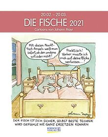 Fische 2021: Sternzeichenkalender-Cartoonkalender als Wandkalender im Format 19 x 24 cm.