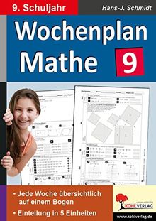 Wochenplan Mathe / Klasse 9: Jede Woche übersichtlich auf einem Bogen! (9. Schuljahr)