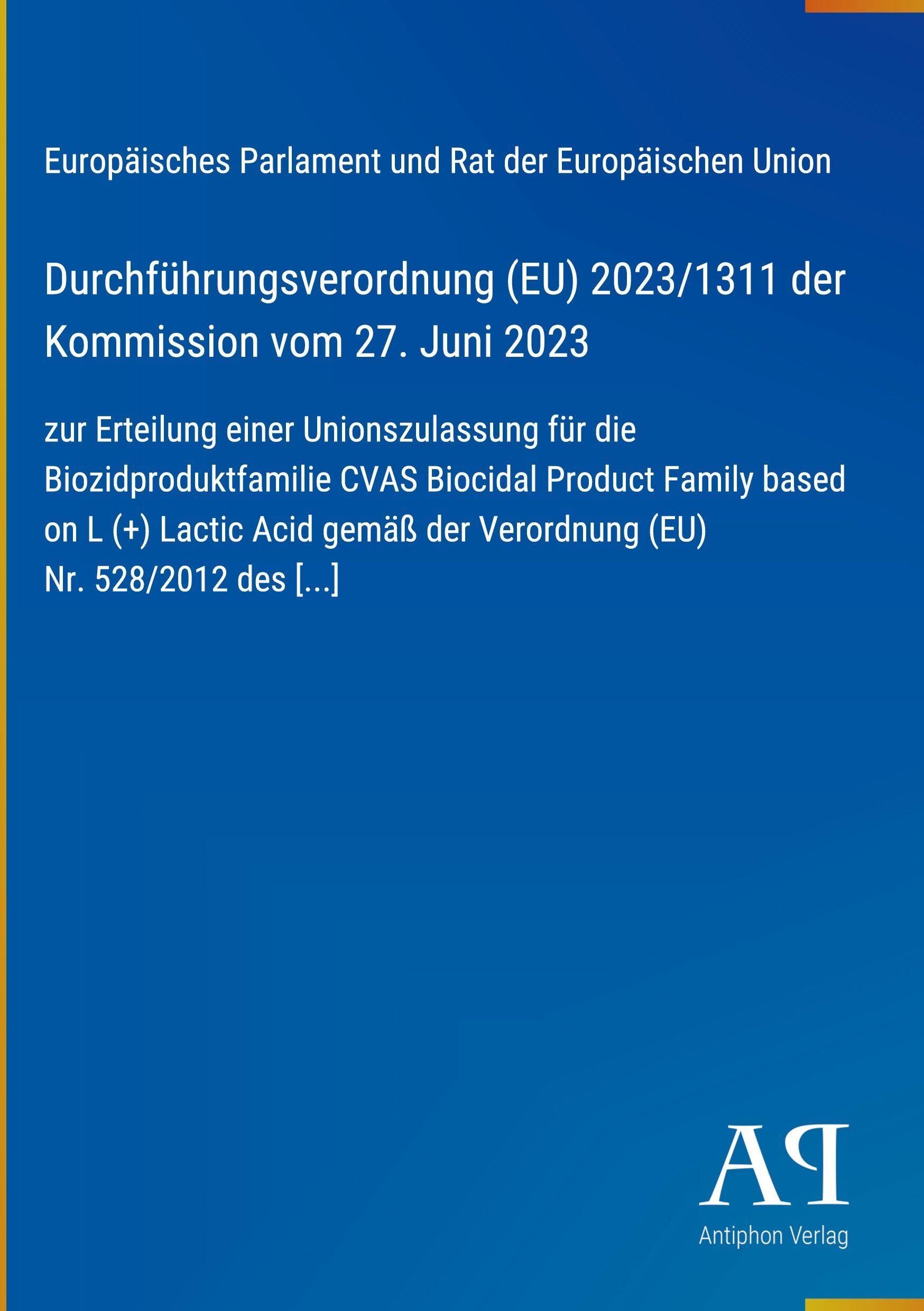 Durchführungsverordnung (EU) 2023/1311 der Kommission vom 27. Juni 2023