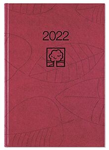 Taschenkalender rot 2022 - Bürokalender 10,2x14,2 - 1 Tag auf 1 Seite - robuster Kartoneinband - Stundeneinteilung 7-19 Uhr - Blauer Engel - 610-0711: Blauer Engel Büro-Kalender - 1T/1S -