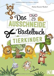 Das Ausschneide-Bastelbuch Tierkinder. Dieses Bastelbuch bietet kinderleichte Bastel-Ideen für Kinder. Hundewelpen, Katzenbaby oder Affenkind - Bastelspaß und Feinmotorik Training in einem.