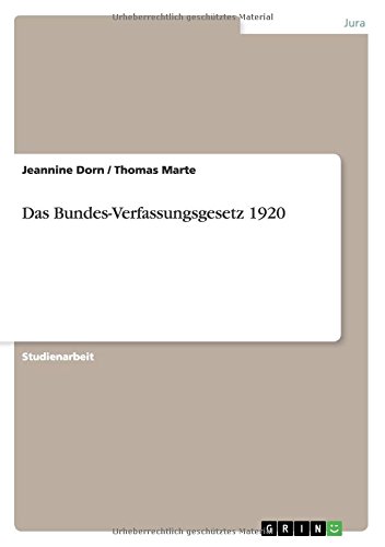 Das Bundes-Verfassungsgesetz 1920