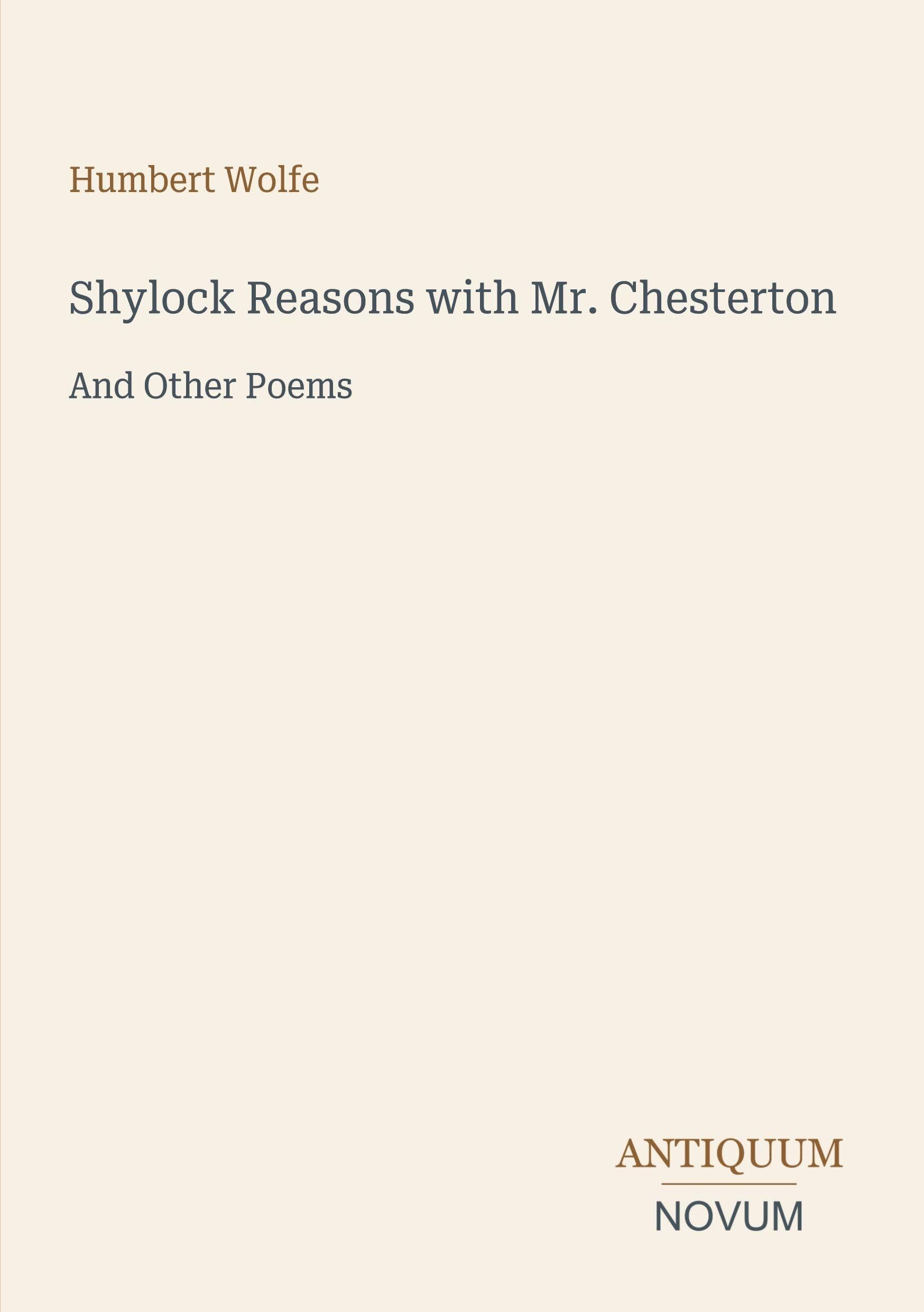 Shylock Reasons with Mr. Chesterton