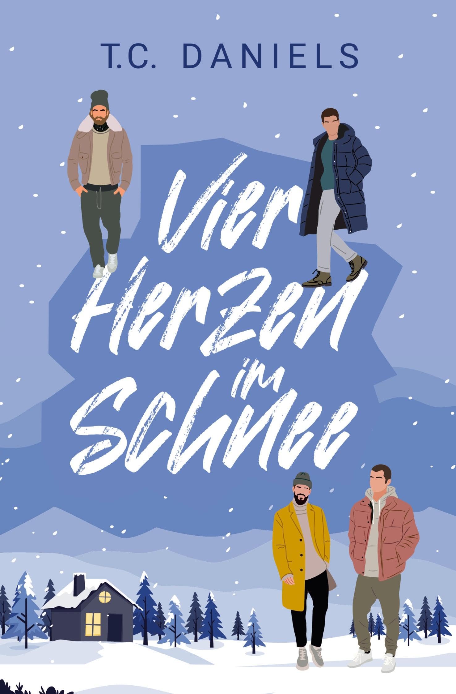 Vier Herzen im Schnee