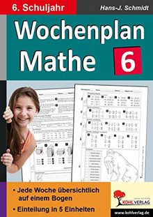 Wochenplan Mathe / Klasse 6: Jede Woche übersichtlich auf einem Bogen! (6. Schuljahr)