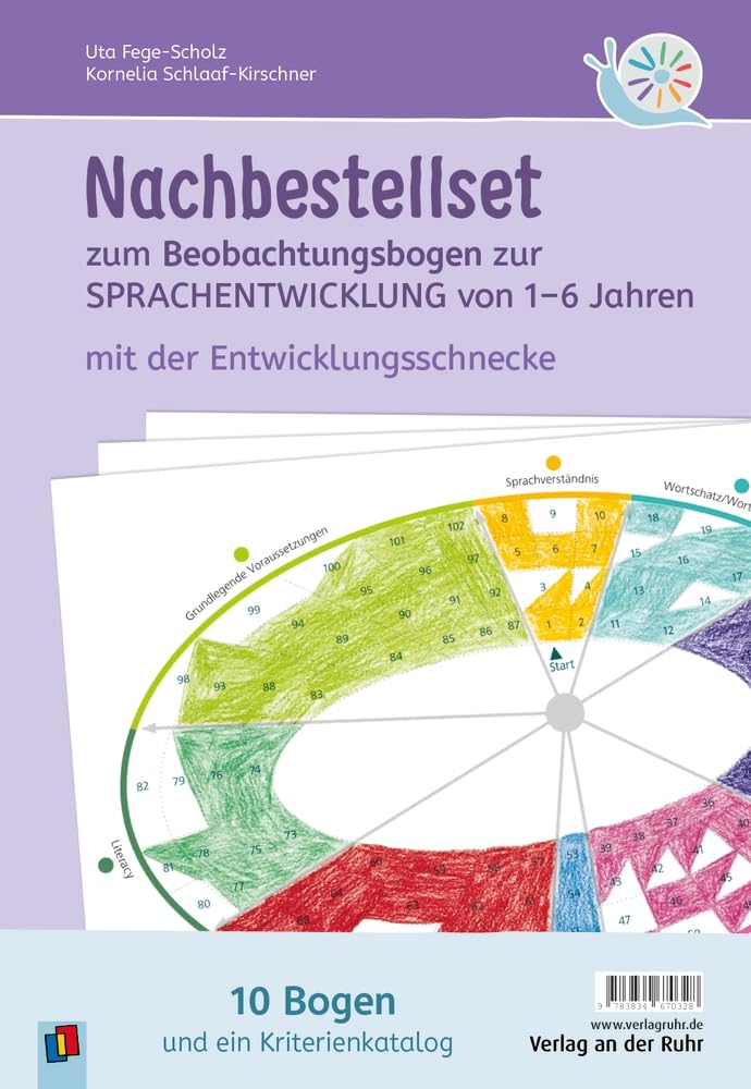 Nachbestellset zum Beobachtungsbogen zur Sprachentwicklung von 1–6 Jahren: mit der Entwicklungsschnecke (10 Bogen und ein Kriterienkatalog) - ... dokumentieren mit der Entwicklungsschnecke)